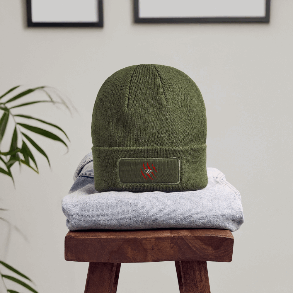 Stay Committed Patch Beanie - olive
