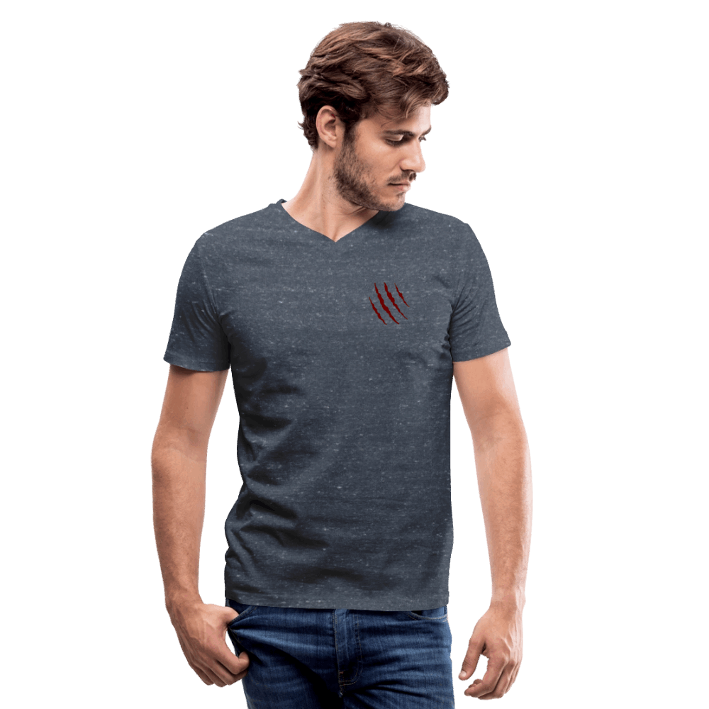 Tri-Back V-Neck T-Shirt - heather navy