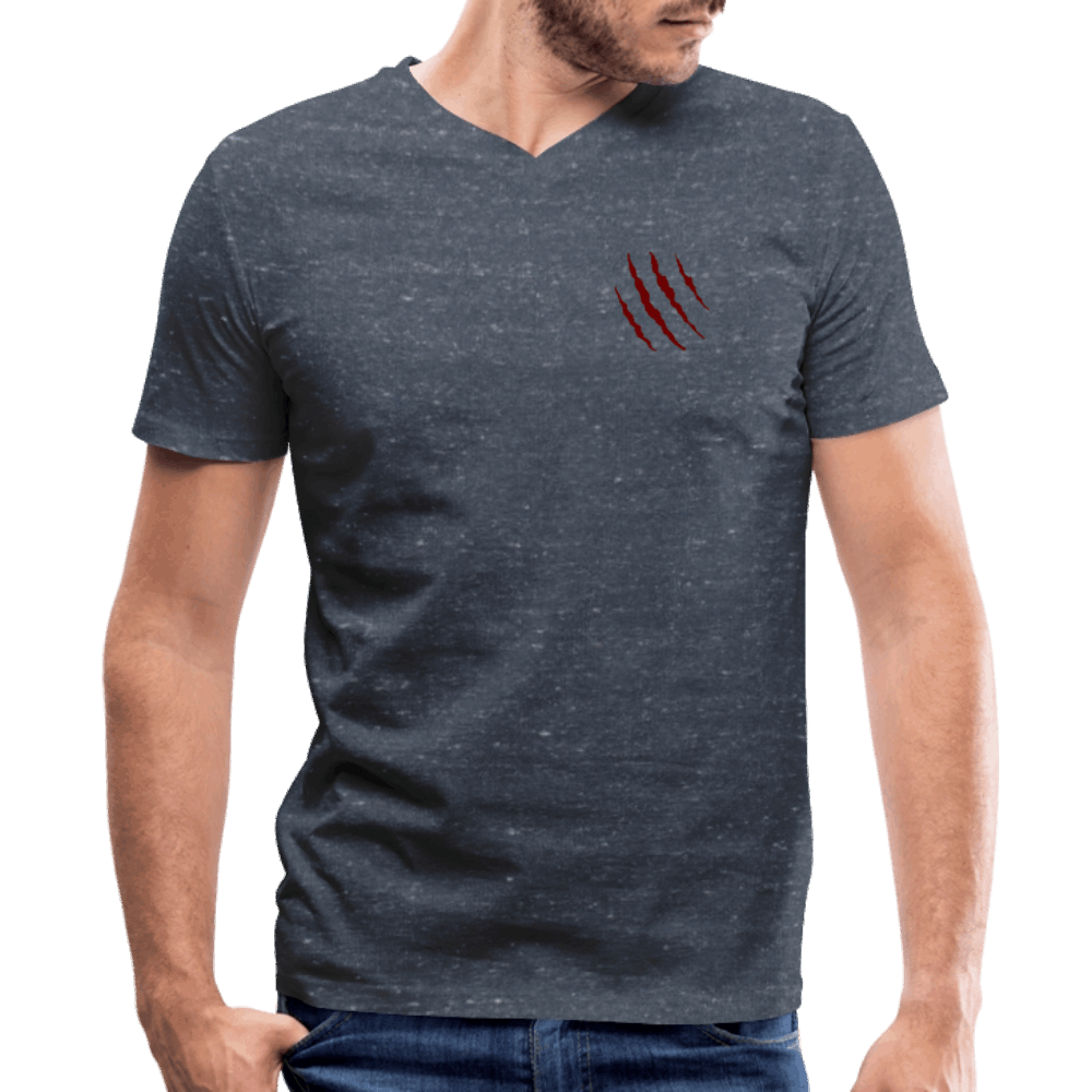 Tri-Back V-Neck T-Shirt - heather navy
