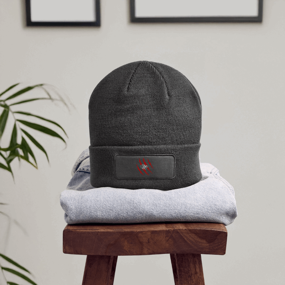 Stay Committed Patch Beanie - charcoal grey