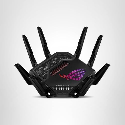 ASUS ROG Rapture GT-BE98 PRO First Quad-Band WiFi 7 Gaming Router supports 320MHz, Dual 10G Port, Triple-level Game Acceleration, Mobile Game Mode, Subscription-Free Security, AiMesh, and VPN features