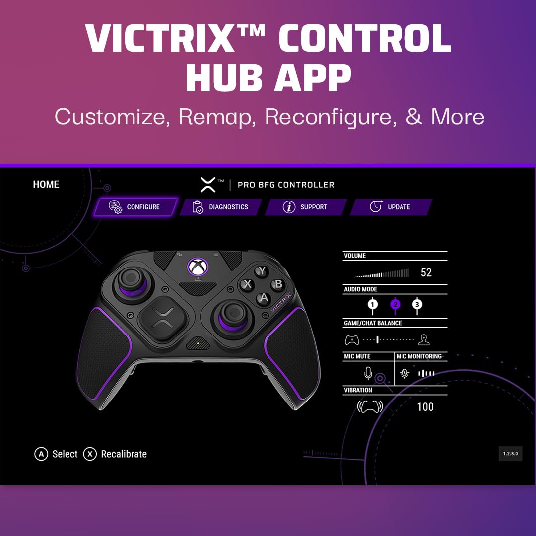 PDP Victrix Pro BFG Wireless Gaming Controller for Xbox Series X|S, Xbox One, Windows 10/11, Modular Gamepad, Dolby Atmos Audio, Remappable Buttons, Customizable Triggers/Paddles/D-Pad, PC App, Black